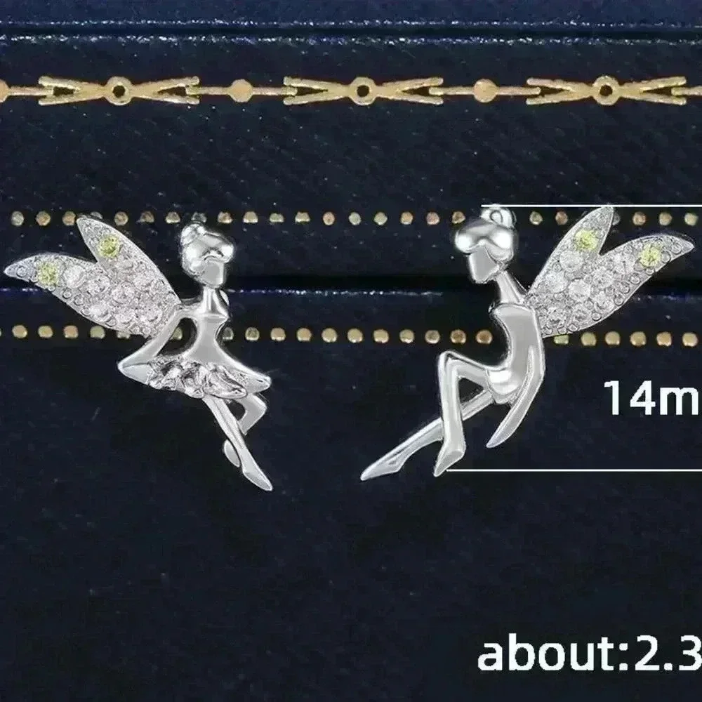 💝Dainty White CZ Sweet Wing Fairies Stud Earrings for Women, GPMB1441
